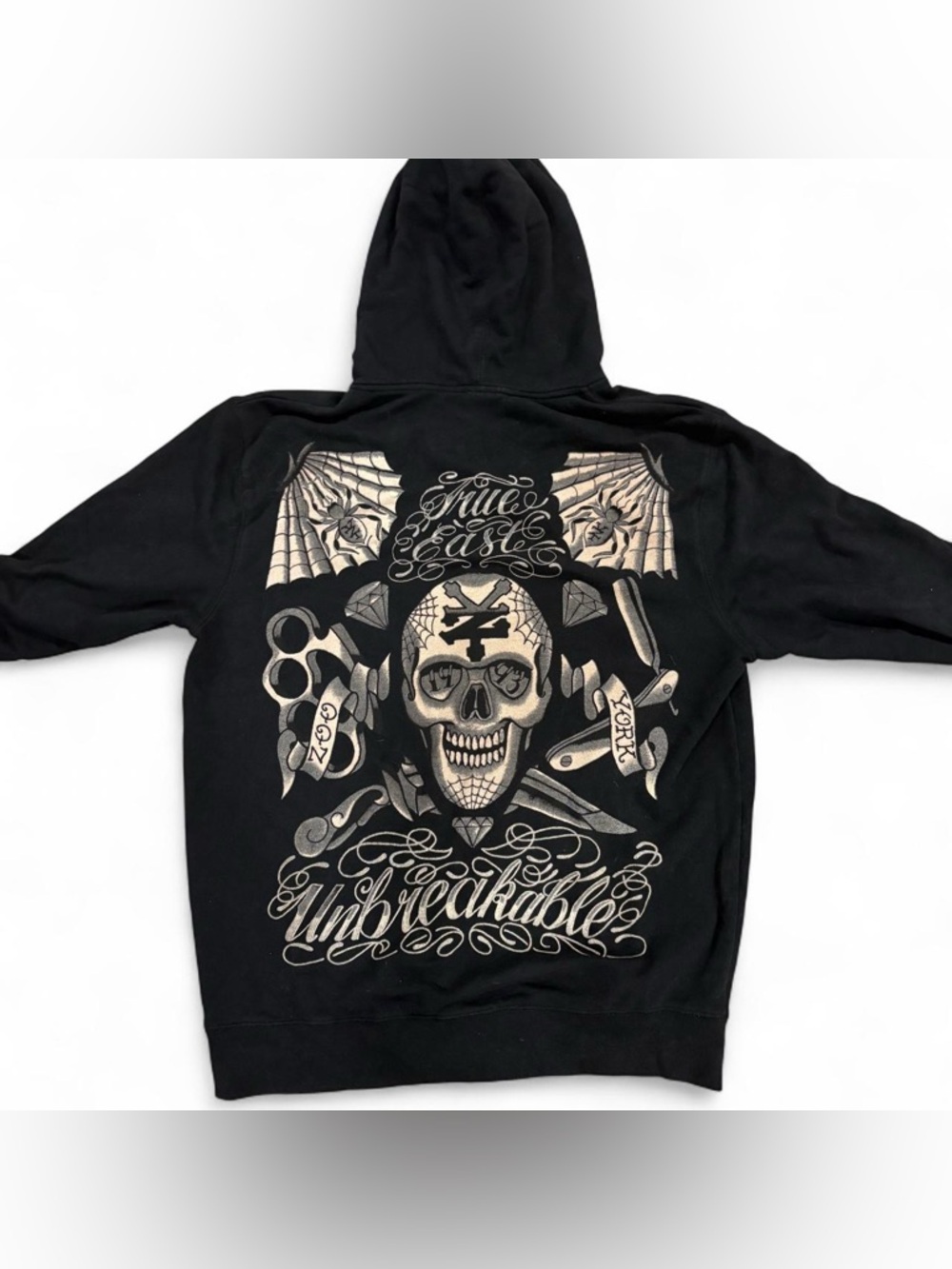 Y2K Zoo York tattoo graphic and patch letter zip hoodie